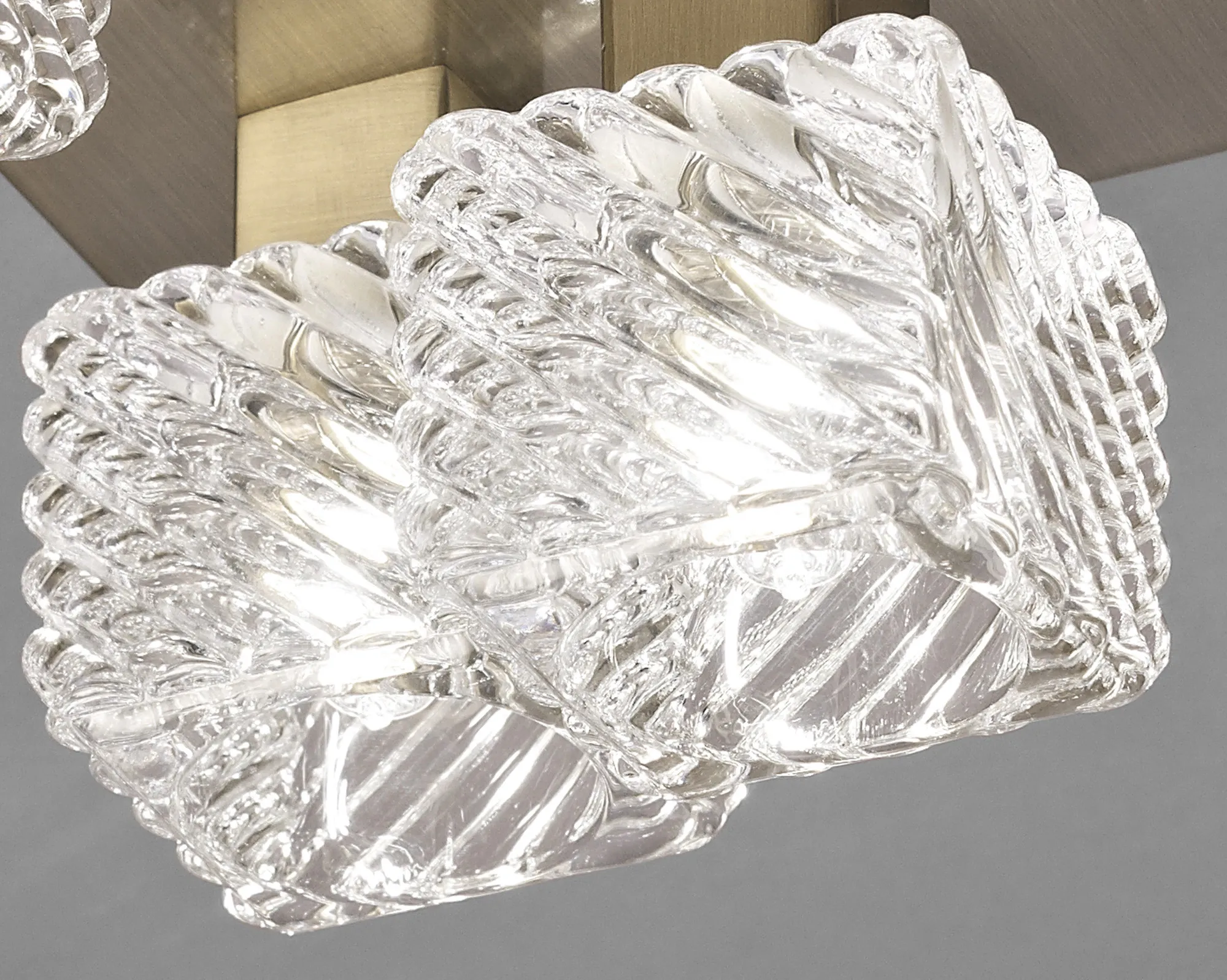 Accor Glass Square Ceiling Flush 5 Light Antique Brass D0164  Deco Accor